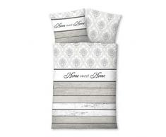 Castell 0560932 Satin Bettwäsche Garnitur mit Kopfkissenbezug (Microfaser) 1x 135x200 cm + 1x 80x80 cm, sturmgrau