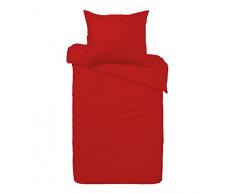 Heckett Lane Bettwäsche 100% Baumwolle Mako-Satin Uni Stripe 200x200 (80x80) Aurora Red