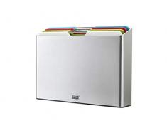 Joseph Joseph 60185 Folio 4-teiliges Set farblich gekennzeichneter Schneidebretter mit Aufbewahrungsbehälter (Groß) -Silber, Plastic