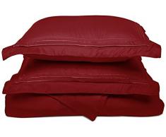 Superior - Superweiches, leichtgewichtiges/knitterfestes Bettbezugsset mit 3 gestickten Linien auf Kopfkissenbezügen mit Stehsaum in einer Geschenkbox, 269 x 234 cm, 100 % gebürstete Mikrofaser, dunkelgrau