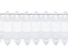 Plauener Spitze by Modespitze, Store Bistro Gardine Scheibengardine mit Stangendurchzug, hochwertige Stickerei, Höhe 28 cm, Breite 144 cm, Weiß