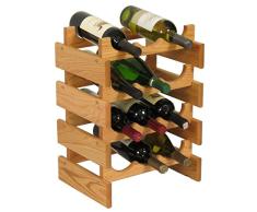 Wooden Mallet Holzhammer 3-Bottle Dakota Weinregal 12 Flaschen helle Eiche