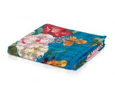 möve Roses Jacquard mit Digitaldruck Handtuch 50 x 100 cm aus 100 % Baumwolle, blue