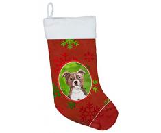 Carolines Treasures Weihnachtsstrümpfe, Schneeflocken, Rot