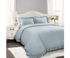 Lush Decor Reyna Steppdecke, gerüscht, 2-teiliges Bettwäsche-Set mit Kissenbezügen Full Queen seeblau