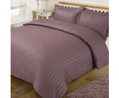 Dreamscene Satin Streifen Bettbezug mit Kissen Fall Quilt Betten-Set, Violett, Single