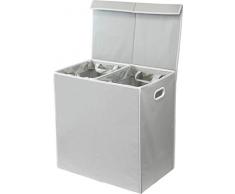 Simple Houseware Wäschesammler mit Deckel Double Hamper grau