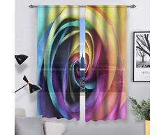 HQ QH Vorhang mit Meerjungfrauenmotiv, Blumen-Einhorn, für Wohnzimmer, Schlafzimmer, Kinderzimmer, 139,7 x 19,8 cm, Violett, 2 Stück 55 W x 78 L Pattern4