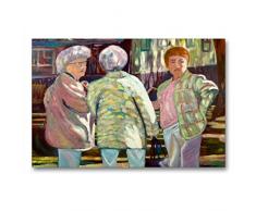 Calvendo Premium Textil-Leinwand 90 cm x 60 cm quer, Meenzer MÃ¤dsche | Wandbild, Bild auf Keilrahmen, Fertigbild auf echter Leinwand, Leinwanddruck: Ãlmalerei von Margarita Siebke Menschen Menschen