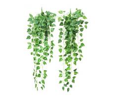 Yatim 90cm Traube Efeurebe Künstliche Pflanzen Grün Kette Wand Hängen Blätter für Haus Zimmer Garten Hochzeit Girlande Außen Dekoration 2 Stück, Plastik, Efeu,