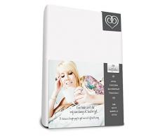 Bed-Fashion Split Topper Spannbettlaken, Jersey, weiß, doppelt, 140 x 220 cm