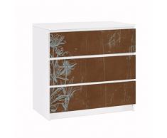 Apalis 91601 Möbelfolie für Ikea Malm Kommode Blaue Blumenskizze, gröÃe 3 mal, 20 x 80 cm
