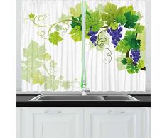 Lunarable Vine Vorhänge von Leaves of Grapes Nature Drawing Style Aenen Früchte Gute Lebensmittel gesunde Optionen, Wohnzimmer Schlafzimmer Fenster Vorhänge 2 Paneele Set, Violettblau grün, Textil, Multi 1, 55 W By 39 L