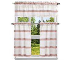 Duck River Textile Küchen-Vorhang und-Etagen, gestreift, Kaffee-Leinen, 58x15