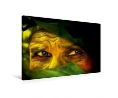 Calvendo Premium Textil-Leinwand 90 cm x 60 cm Quer, Dschungelaugen im Regenwald | Wandbild, Bild auf Keilrahmen, Fertigbild auf Echter Leinwand, Leinwanddruck: Viel erlebt Menschen Menschen