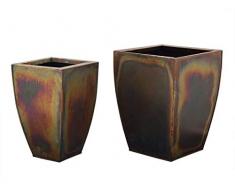 storeindya 2er Set Blumentopf aus Metall Französisch Eimer Heimdeko Garten Zubehör Weihnachten Thanksgiving Geschenk (braun)