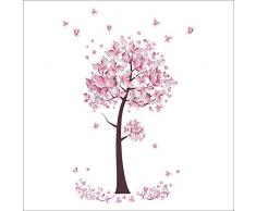 Angsuphe Pink Stiefmütterchen Baum Wandaufkleber, Abnehmbarer DIY Hintergrund Wandaufkleber, Vinyltapete, Dekoration für Wohnzimmer, Schlafzimmer, Kinderzimmer