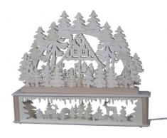 SchwibboLa KB 10-107 Erzgebirgischer Doppelt Beleuchteter Schwibbogen inklusive Erhöhung mit Zertifizierung, 52 x 42 cm 10-107