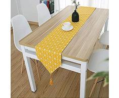 Shukii Tischläufer Home Tischdecke Dekorativ 2 Seiten Baumwolle Leinen Klassische Tischunterlage Esszimmer Party Urlaub Dekoration, gelb, 12 x 82(32 * 210cm)
