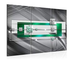 Bilder Abstrakt Wandbild 120 x 80 cm Vlies - Leinwand Bild XXL Format Wandbilder Wohnzimmer Wohnung Deko Kunstdrucke Grün 3 Teilig - MADE IN GERMANY - Fertig zum Aufhängen 020931b