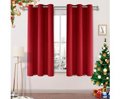 DWCN Ösenvorhang, für Schlafzimmer, Wohnzimmer, Textil, rot, 42x45 | inch