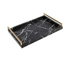 WV Serviertablett aus Kunstleder mit gebürstetem Ti-Gold-Edelstahl-Griff schwarz