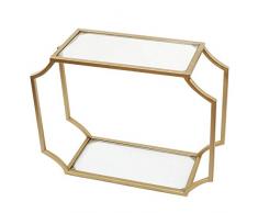 Benjara BM196303 Wandregal aus Metall mit Zwei Glasablagen und glatten, abgeschrägten Ecken, Gold und klar, cremefarben