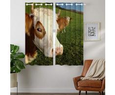 YISUMEI Verdunkelungsvorhang, lebensechte Kuhform, 2 Paneele 28x48 grün