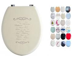 MSV WC Sitz Toilettendeckel MDF HolzkernParis Scharniere aus Edelstahl - hochwertige und stabile Qualität