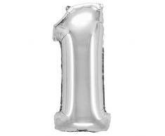 Decor Service Zahl 1 Folienballon, Nylon Folie, Silber, 73 cm