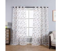 Taisier Home Emboridered Sheer Gardinen 160 cm lang für Wohnzimmer/Schlafzimmer/Kinderzimmer, Set mit 2 Paneelen, durchscheinender Vorhang, modische Stickerei, für elegante Zimmer 52×95 A-tapue Blätter