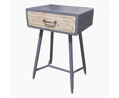 BigBuy Home Nachttisch aus Tannenholz, Eisen, 45 x 35 x 69 cm, mehrfarbig, Einheitsgröße
