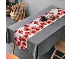 ASVIP Tischläufer mit Mohnblumen, 33 x 178 cm, Aquarell-Rot, rechteckig, Polyester, doppelseitig, für Küche, Esszimmer, Hochzeit, Party, Urlaub, Zuhause Saisonal 13x90 inch mehrfarbig