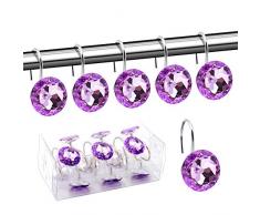 beavo Acryl Fashion Dekorative Home Rolling Duschvorhang Haken Strass Badezimmer Badewanne Baby Zimmer Schlafzimmer Wohnzimmer Decor Set von 12 ringen violett