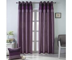 Gyrohome Verdunkelungsvorhänge aus Kunstseide, komplett gefüttert, wärmeisolierend, Rauschunterdrückung, kein Formaldehyd für Wohnzimmer, Schlafzimmer, 2 Paneele, 100 % Polyester, Purple(super Blackout), 52W*84L*2