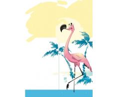 INDIGOS 4051719746181 Wandtattoo MF271 Kranich Flamingo Baum Strand 60 x 42 cm