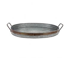 Stonebriar Galvanized Metal Serving Tray with Rust Trim and Metal Handles, Unique Butler Tray, Decorative Centerpiece for Coffee Table or Dining Table, Rustic Accessories for Weddings and Parties