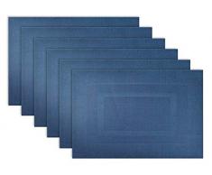 DII Tischsets aus Vinyl für den Außenbereich, Größe S/6, eingefasst, nautisches Blau, 6 Stück