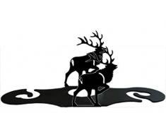 Village WRC-201 Weinflaschenhalter, Schmiedeeisen, 24 cm, Elch, Schwarz