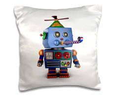 3dRose PC 155164 _ 1 Vintage Spielzeug Roboter mit Geburtstag Party Hat Blowing A Party Favor Celebration Cute Funny Event Kissen Fall, 40,6 x 40,6 cm