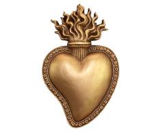 Design Toscano Wandrelief Heiligstes Herz Jesu Skulpturen-Wandskulpturen, Harz, Gold, 2.5 x 12.5 x 21.5 cm