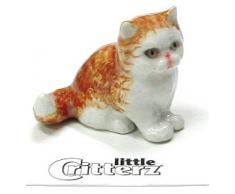 Little Critterz Katze persisch (Ginger/Weiß) Kätzchen Prinzessin Pretty Miniatur Porzellan sitzend Neu Figur lc905