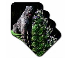 3dRose Bouvier des Flandres Hund in einem Garten – Us05 Zmu0014 – Zandria Muench Beraldo – weiche Untersetzer, 8 Stück (CST_88756_2)