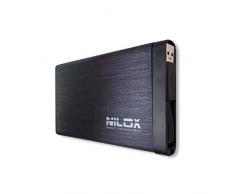 Nilox dh0002bkalusb Box leer für Festplatte SATA 2.5, Aluminium, schwarz