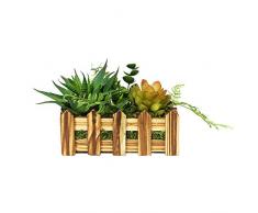 Puleo International Künstliche Sukkulenten auf dem Schreibtisch, Holz-Übertopf, 15,2 cm