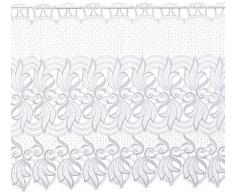 Plauener Spitze by Modespitze, Store Bistro Gardine Scheibengardine mit Stangendurchzug, hochwertige Stickerei, Höhe 60 cm, Breite 96 cm, Weiß