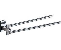 Gedy Maine Handtuchhalter 2 Stangen, Messing, Silber, 36 x 5.6 x 6 cm
