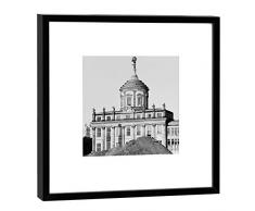 COGNOSCO Fotografie im Holzrahmen: Knobelsdorff Rathaus Fotodruck-Format 27 x 27 cm-Rahmenfarbe schwarz-Hochwertiges Wandbild, Geschenkidee oder Souvenir aus Potsdam, Holz, Weiß, Rahmen