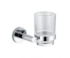 GRIFEMA IBIZA-G30106 | Wandmontage Badaccessoires - Zahnbürstenhalter aus Messing und Glas | Glas mit Halter, Chrom