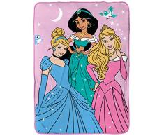 Jay Franco Disney Prinzessin Sparkle Raschel Decke – Maße: 152,4 x 203,2 cm, Kinderbettwäsche mit Prinzessin Aurora, Aschenputtel, Jasmin – farbecht, super weich – (offizielles Disney-Produkt)